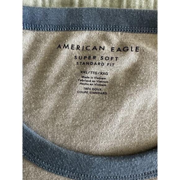 American Eagle Men's **Raglan T-Shirt** Blue Gray XXL NWOT - Picture 4 of 5